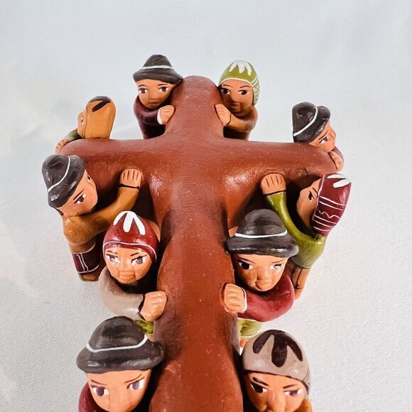 Terra Cotta Folk Art Clay Pottery Peruvian Crucification Carrying Of The Cross - Picture 3 of 11